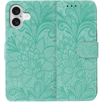 Etui zamykane ze wzorem koronki do iPhone 17 - turkusowe