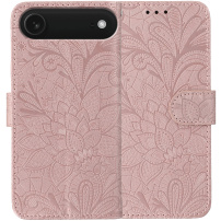 Etui zamykane ze wzorem koronki do iPhone Air - różowe