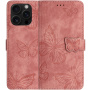 Etui zamykane z motywem motyli do iPhone 16 Pro - różowe
