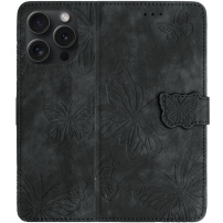 Etui zamykane z klapką we wzór motyli do iPhone 16 Pro - ciemnoszare