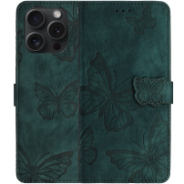 Etui zamykane we wzór motyli do iPhone 16 Pro Max - petrol