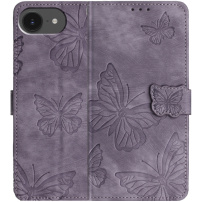 Etui zamykane z motywem motyli do iPhone 16e / 17e - fioletowe