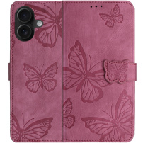 Etui zamykane we wzór motyli do iPhone 17 - ciemnoróżowe