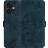 Etui zamykane we wzór motyli do iPhone 17 - ciemnoniebieskie