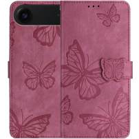 Etui zamykane we wzór motyli do iPhone Air - ciemnoróżowe