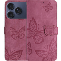 Etui zamykane we wzór motyli do iPhone 17 Pro Max - ciemnoróżowe