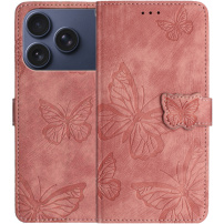 Etui zamykane we wzór motyli do iPhone 17 Pro Max - różowe