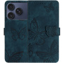 Etui zamykane ze wzorem motyli do iPhone 17 Pro Max - ciemnoniebieskie