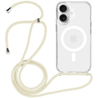 Przezroczyste etui ze sznurkiem i MagSafe do iPhone 17 - kremowe