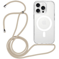 Przezroczyste etui ze sznurkiem i MagSafe do iPhone 16 Pro - beżowe