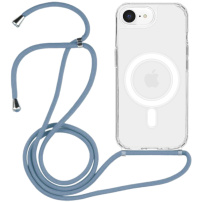 Przezroczyste etui ze sznurkiem i MagSafe do iPhone 16e / 17e - niebieski