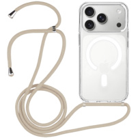 Przezroczyste etui ze sznurkiem i MagSafe do iPhone 17 Pro Max - beżowe