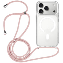 Przezroczyste etui ze sznurkiem i MagSafe do iPhone 17 Pro Max - różowy