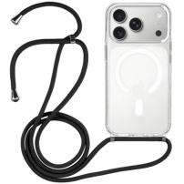 Przezroczyste etui ze sznurkiem i MagSafe do iPhone 17 Pro Max - czarne