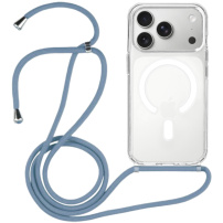 Przezroczyste etui ze sznurkiem i MagSafe do iPhone 17 Pro Max - niebieski