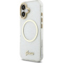 Guess IML Glitter Script Strap etui z MagSafe i paskiem do iPhone 17 - przezroczyste