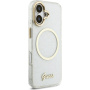 Guess IML Glitter Script Strap etui z MagSafe i paskiem do iPhone 17 - przezroczyste