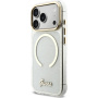 Guess IML Glitter Script Strap etui z MagSafe i paskiem do iPhone 17 Pro Max - przezroczyste