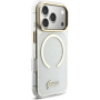 Guess IML Glitter Script Strap etui z MagSafe i paskiem do iPhone 17 Pro Max - przezroczyste