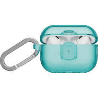 UNIQ Glase Pro Lock przezroczyste etui z zapięciem i karabińczykiem do AirPods Pro 3 - turkusowe