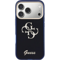 Etui Guess IML 4G Script Metal Logo do iPhone 17 Pro Max - ciemnoniebieski