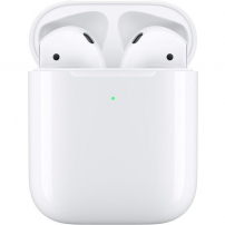Oryginalne bezprzewodowe słuchawki z bezprzewodowym pokrowcem Apple AirPods (2019) - biały