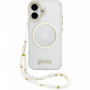 Guess IML Glitter Script Strap etui z MagSafe i paskiem do iPhone 17 - przezroczyste