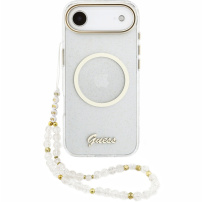 Guess IML Glitter Script Strap etui z MagSafe i paskiem do iPhone Air - przezroczyste