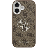 Guess 4G Silver Metal Logo etui do iPhone 17 - brązowy
