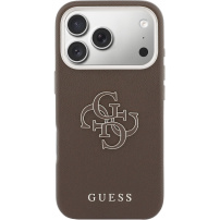 Guess Resin Logo etui do iPhone 17 Pro - brązowy