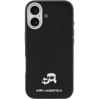 Karl Lagerfeld Karl and Choupette Heads Pins etui ze skóry PU z MagSafe do iPhone 17 - czarny