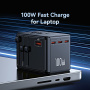 USAMS CC334 GaN uniwersalna ładowarka podróżna z portami 3x USB-C / USB-A i wysuwanymi wtyczkami - 100 - czarny