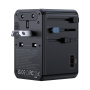 USAMS CC334 GaN uniwersalna ładowarka podróżna z portami 3x USB-C / USB-A i wysuwanymi wtyczkami - 100 - czarny