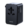 USAMS CC334 GaN uniwersalna ładowarka podróżna z portami 3x USB-C / USB-A i wysuwanymi wtyczkami - 100 - czarny