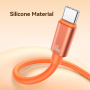 USAMS SJ784 2w1 silikonowy Kabel ładujący i danych i smycz - USB-C na USB-C - 30 cm - pomarańczowy