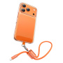 USAMS SJ784 2w1 silikonowy Kabel ładujący i danych i smycz - USB-C na USB-C - 30 cm - pomarańczowy