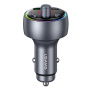 USAMS CC328 Bluetooth FM transmitter do samochodu z portami USB-C / USB-A - 30W - ciemnoszary