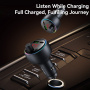 USAMS CC328 Bluetooth FM transmitter do samochodu z portami USB-C / USB-A - 30W - ciemnoszary