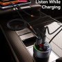 USAMS CC328 Bluetooth FM transmitter do samochodu z portami USB-C / USB-A - 30W - ciemnoszary