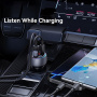 USAMS CC328 Bluetooth FM transmitter do samochodu z portami USB-C / USB-A - 30W - ciemnoszary