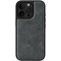Etui ochronne ze skóry PU z MagSafe do iPhone 16 Pro - szary
