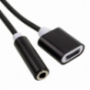 2w1 redukcja Lightning do 3,5 mm jack + port ładowania dla Apple iPhone / iPad - czarna