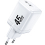 WEKOME WP-U47 GaN Adapter do szybkiego ładowania z portami 2x USB-C - 45W - biały