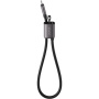 USAMS SJ784 2w1 silikonowy Kabel ładujący i do transmisji danych oraz smycz - USB-C na USB-C - 30 cm - czarny