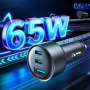 JOYROOM CCN19 ładowarka samochodowa z portami 2x USB-C / USB-A - 65W - ciemnoszara