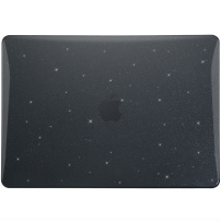 Błyszczące przezroczyste etui z brokatem do MacBook Neo (A3404) - czarne
