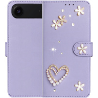 Etui zamykane z perełkami i kamyczkami do iPhone Air - jasnofioletowe