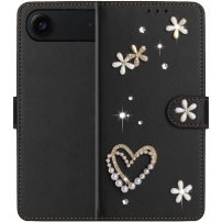 Etui zamykane z perełkami i kamieniami do iPhone Air - czarne