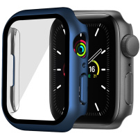 Matowe etui ochronne z hartowanym szkłem dla Apple Watch 45mm - niebieskie
