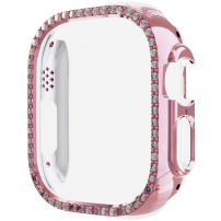 Metalowe etui z dżetami dla Apple Watch Ultra 49 mm - różowe
